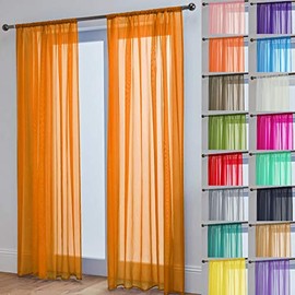 Pair Of John Aird Woven Voile Slotted Curtain Panels (Orange, 58" Wide x 108" Drop)