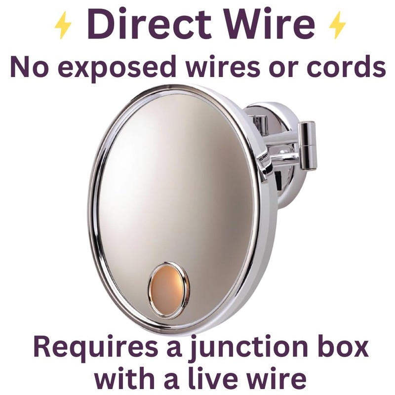 JERDON 9-Inch Euro Lighted Wall Mount Makeup Mirror - Direct