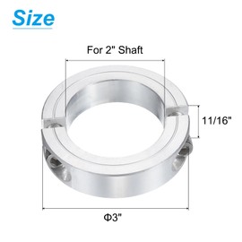 sourcing map 2Pcs Double Split Clamp-On Shaft Collar for 2" Shaft, Two-Piece Clamping Collar 3" OD, 11/16" Thickness, Aluminum Alloy Set Screw Split Collar Clamp