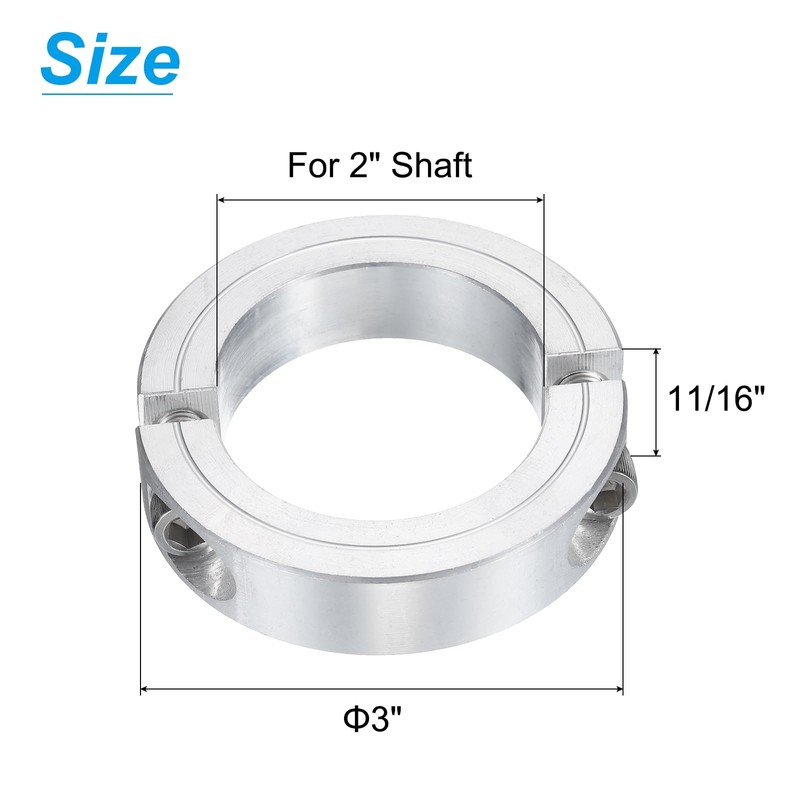 sourcing map 2Pcs Double Split Clamp-On Shaft Collar for 2"