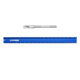 Alumicolor AlumiCutter Aluminum Straight Edge w/Blade for Office, School, Engineering and Framing, 18IN, Blue