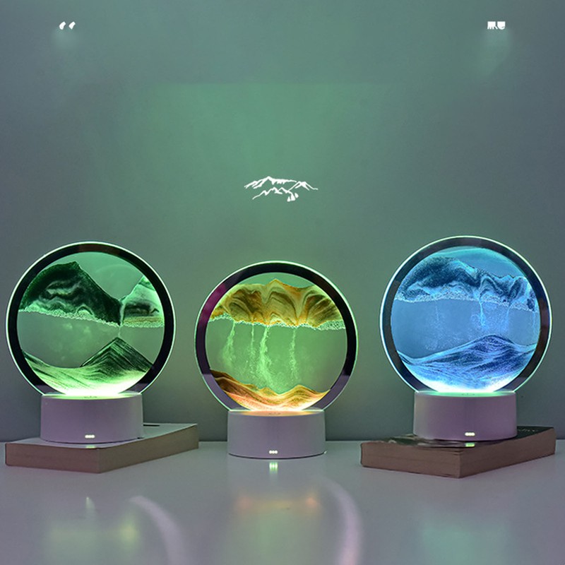 Sand Painting Table Lamp 7 Color 3D Hourglass Table Lamp