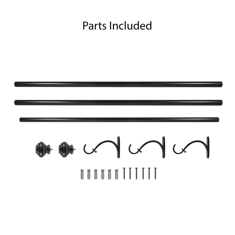Decopolitan 1-Inch Urn Single Window Treatment Rod Set, 72 to
