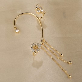 Excras Ear Cuff Earrings, Painless, Butterfly, Tassel, Swaying, No Flower Piercing, Single Ear, No Piercing, Ear Bone Clip, Ear Clip, Cosplay Accessory, For Women, Birthday, Anniversary, Wedding,