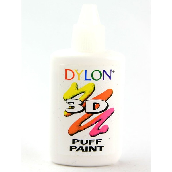 Dylon 3D Fabric Paint Colour Fun Effects Puff White - 25ml Bottle