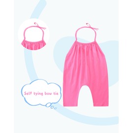 JingleBaBa Summer Kids Backless Strap Romper Loose Fitting Haren Jumpsuit Toddler Halter Outfit For Girls 3-4T