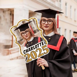 Voila Print Custom Face Fans With Handle, Graduation Head, Grad Face Fans, Class of 2025 Head Fans, Graduation Faces on a Stick, VP2415