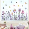 decalmile Iris Flower Lavender Window Clings Grass Butterflies Window Decals