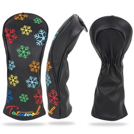 Snow Flower Golf Headcover Wood Cover Cover for Driver 440cc 460cc Utility UT Cover Waterproof with Conversion Doug Snow Flower 3pcs Set/4pcs Set (4 Piece Set Black (DR+FW+FW+UT))