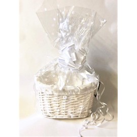 Chattels WHITE SMALL OVAL HAMPER/WHITE DOT PAPER