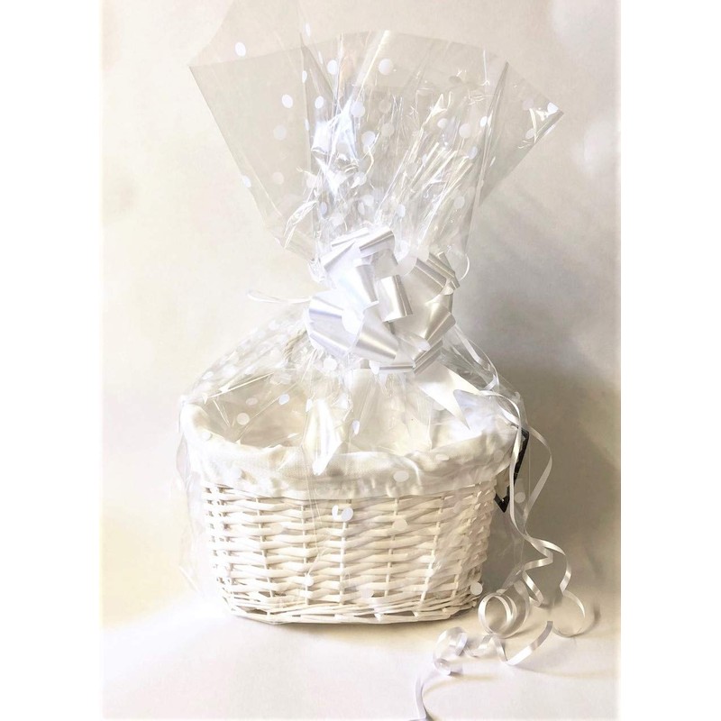 Chattels WHITE SMALL OVAL HAMPER/WHITE DOT PAPER