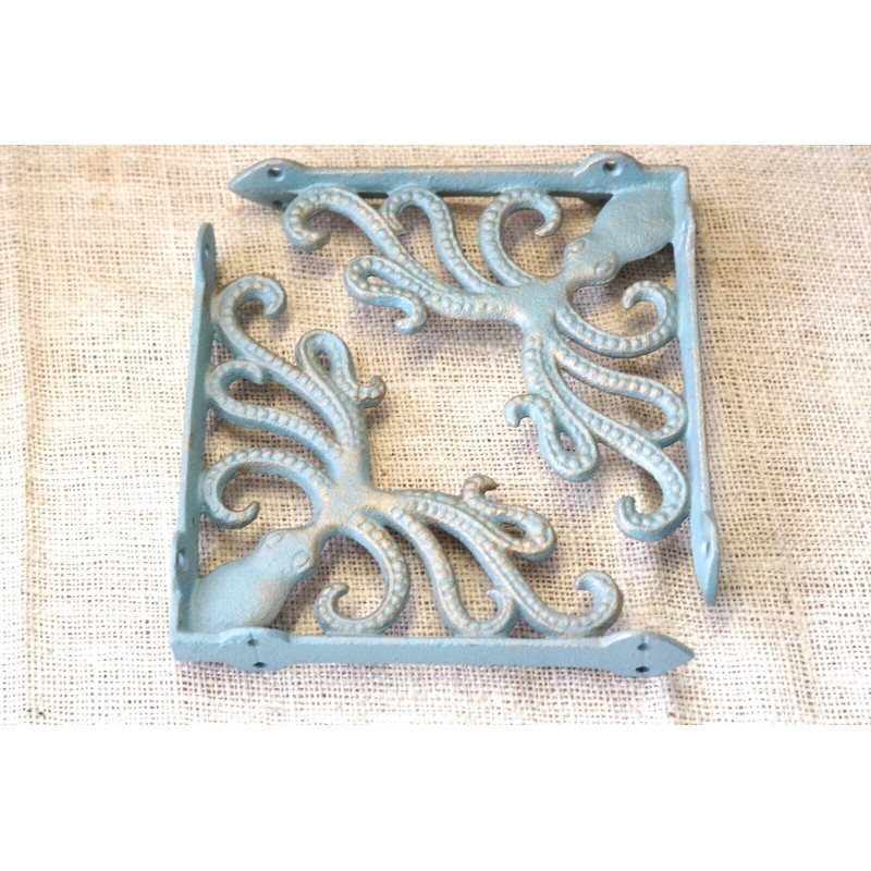 6 Cast Iron Octopus Brackets Nautical Garden Braces Shelf Corbels