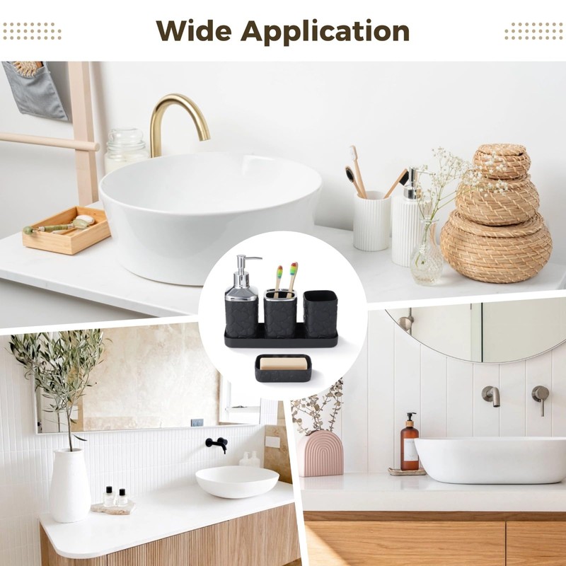 5 Pcs Bathroom Accessories Set, Heart Embossed Lotion Dispenser, Toothbrush