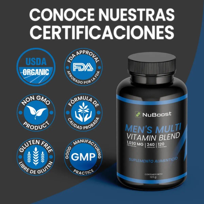 Men Multi 240 Caps Energía Digestión Hombres Nuboost Sabor