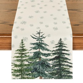 Artoid Mode Pine Snowflakes Christmas Table Runner, Seasonal Winter Kitchen Table Decoration, Indoor, Holiday, Party Decor, 40 x 140 cm