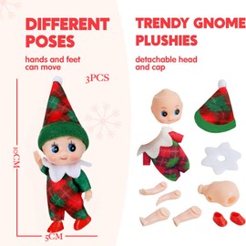 3pcs Christmas Elf Baby Mini Dolls,Christmas Baby Elves Twins Cute Little Elfs,Naughty Tiny Baby Elf Doll Novelty Toys Christmas Tradition Small Dolls for Girls Boys Kids Gift Xmas Stocking Stuffers