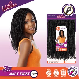 Sensationnel Lulutress crochet braiding hair - 3x juicy twist 12 inch pre made diy all kanekalon synthetic locs twists (12 inch, 4 MEDBROWN)
