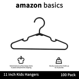 100pcs Kids Plastic Hangers - Multifunctional Baby Clothes Hangers, Durable and Stackable Design for Closet Space Saving (Black)