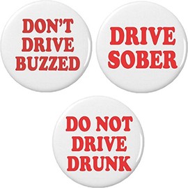 Set 3 Anti Drunk Driving Themed 2.25" Keychains Don't Drink & Drive