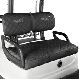 WEIMELL Vinyl Leather Golf Cart Seat Covers for Yamaha G22 G19 G16 G14 G11 G9 G2 Front Seat Cover Fit OEM Ordinary Cushions No Nail Gun Easy to Install & Clean Golf Cart Vinyl Seat Cover Black