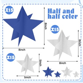 Sinload 45 Pcs Star Centerpieces for Movie Night Party Decorations 3D 2025 Graduation Table Decor 3 Sizes 8" 5" 3" Red Carpet Film Show Theme Birthday Party Back to School Table(Navy Blue)