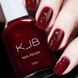Cherry Red Nail Polish - 12ml Dark Red Nail Polish - Burgundy Nail Varnish Quick Dry - WineRed Long Lasting Nail Varnish for Diy Salon Manicure at Home,No Need Cured