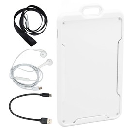 ID Card Voice Recorder AI Intelligent HD Noise Cancellation Voice Activated Recorder MP3 Recorder Neutral English, White 16GB