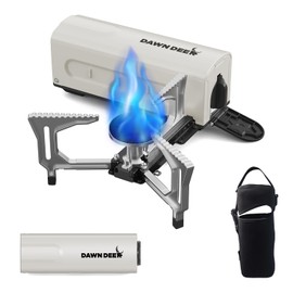 Dawn Deer Portable Cassette Stove With Delicate Storage Bag, Foldable Camp Stove Compact Camping Stove, 2200W Folding Butane Gas Burner (White)