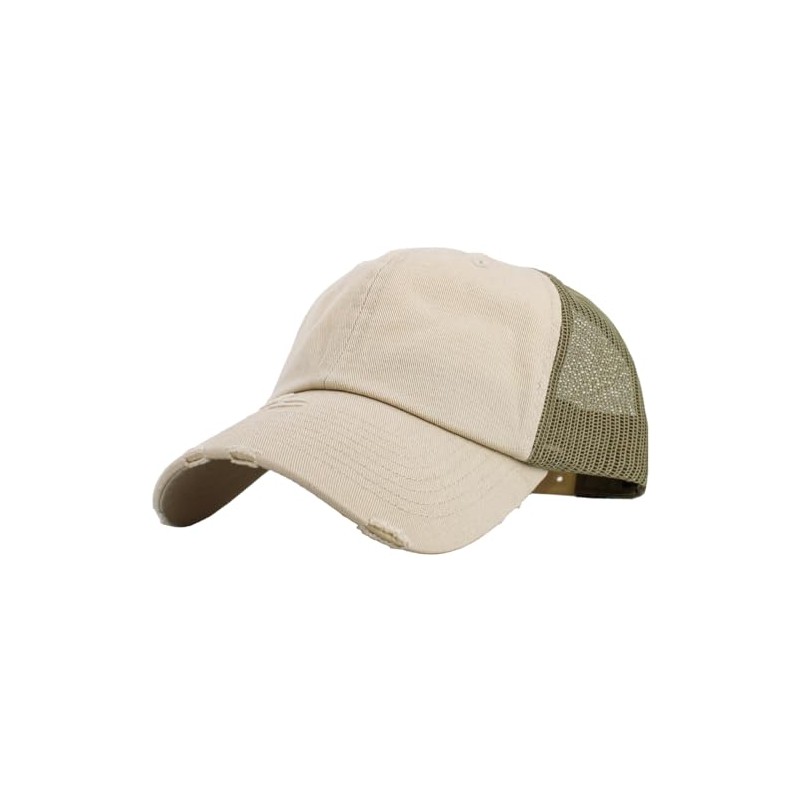 KBETHOS® Vintage Adjustable Mesh Trucker Baseball Cap, Stone Khaki