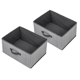 EITMOW Storage Baskets, 15.7-Inch Woven Fabric Bins, Storage Cubes with Reinforced Handles, Organizer Bins for Closet Shelves, Foldable, Clothes. (2PCS/Grey-15.7*11*7.8inch)