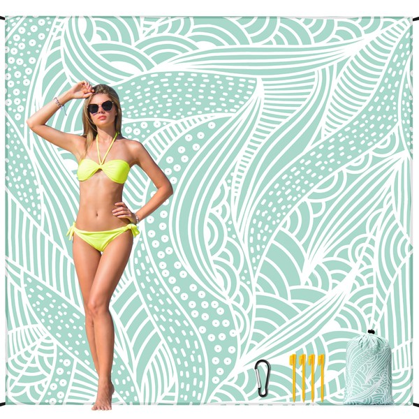 HIHOHO HIHOHO Beach Blanket Waterproof Sandproof Beach Mat 79”x 83”