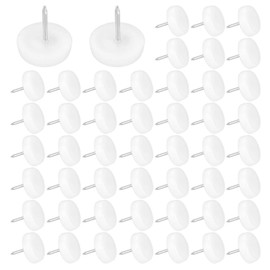 Furniture Pads Nails, XAVSWRDE 50 PCS 16mm Dia Chair Leg Protectors Glides Plastic Furniture Feet for Indoor & Outdoor Use, 5mm Thick Floor Protector Pads Nail In Sliders for Chairs Sofa Table, White