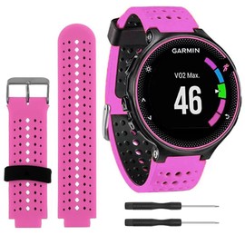 Replacement Band for Garmin Forerunner 235 / 735XT, Smart Watch Accessory Wrist Soft Band Strap for Garmin Forerunner 220/230 / 235/620 / 630 / 735XT / 235Lite (Pink & Black)