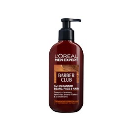 L’Oréal Paris Men Expert Cleansing 3-in-1 Beard, Face & Hair Wash 200ml, Barber Club Wash With Cedarwood Essential Oil, Deeply Cleanses and Removes Beard Flakes