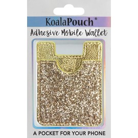 Glitter Koala Pouch - Phone Card Holder, Stick On Wallet (Gold)