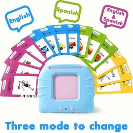 Talking Flash Card Toy for Kids with 224 Sight Words - Educational Language Learning Toy Animal:_blue