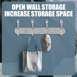 BlackFish Coat Rack Wall Mount,Rhinestone Type Wall Mounted Coat Rack - 4 Hooks,Purse Hanger,Coat Hanger Wall Mount,Wall Coat Rack for Bathroom Kitchen Entryway (1 Pcs)