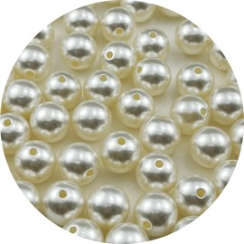 YUEXIGO 60pcs Pearl Beads for Crafts 14mm Resin Pearl for Jewelry Making Round Bulk Pearls Beads with Hole for Sewing Crafts Decoration Necklaces Bracelets Earrings Making(Cream)