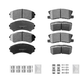 Fraxle Front and Rear Ceramic Brake Pads Set with Hardware For 2004-2011 Mitsubishi Endeavor, 2001-2006 Montero