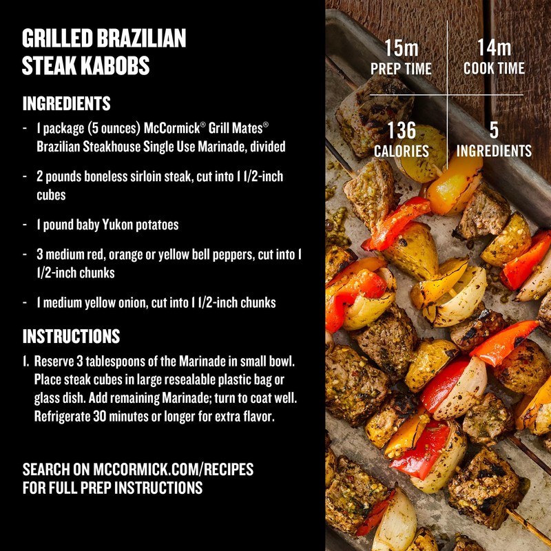 McCormick Grill Mates Marinade, Brazilian Steakhouse, 30 Minute Liquid Marinade,