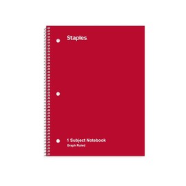 STAPLES 132710 Graph Ruled 5 X 5 Spiral Notebook 8-Inch X 10-1/2-Inch Red