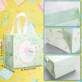 12 x Easter Egg Hunt Bags with Handles, Bunny Carrot Chick Egg Bags, Easter Treat Bags, Multifunctional Non-Woven Easter Bags for Wrapping Gifts, Egg Hunts, Party Supplies