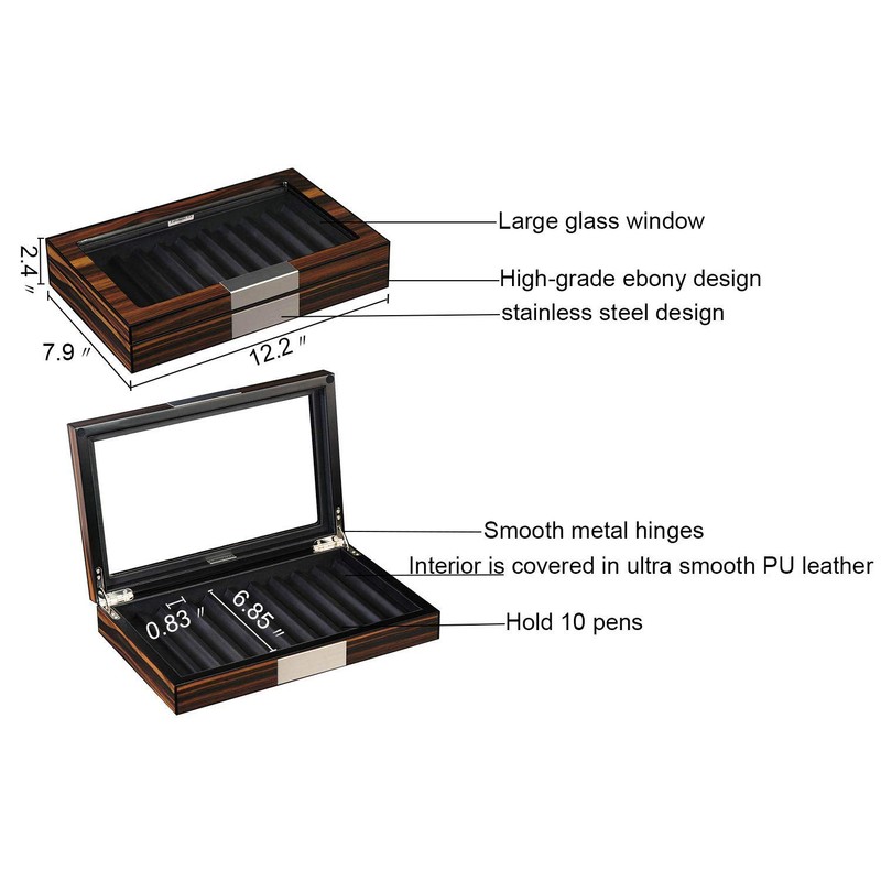 Lifomenz Co Wood Pen Box - 10 Slot Organizer With