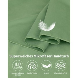 Pfloge® Microfibre Towel Set of 3, 180 x 80 cm Microfibre Towels Large + 2 Pieces 80 x 40 cm Small Fitness Towel, Colourfast Microfibre Bath Towel for Fitness, Sauna, Beach, Travel (Dark Green)