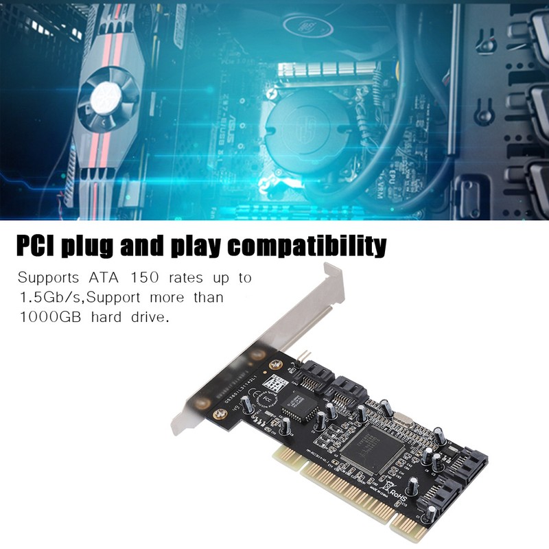 PCI 16X to 4-port SATA Riser Card 5Gbps Sil3114 Master
