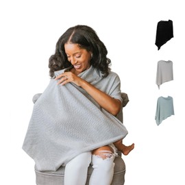 100% Cotton - Breathable Nursing Cover Up for Breastfeeding - Privacy Nursing Covers - Breastfeeding Must Haves - Improved Ponchy by Gold Mamas - Gray