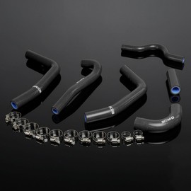 PIT66 Coolant Silicone Radiator Hoses Kit, Compatible with 2007-2008 Kawasaki KXF250 KXF 250 Black with Clamps