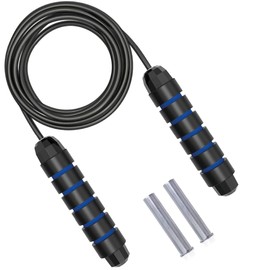 Cuerda para saltar con peso integrado mango antideslizante tamaño ajustable 3 metros cuerda salto rapido (Azul)