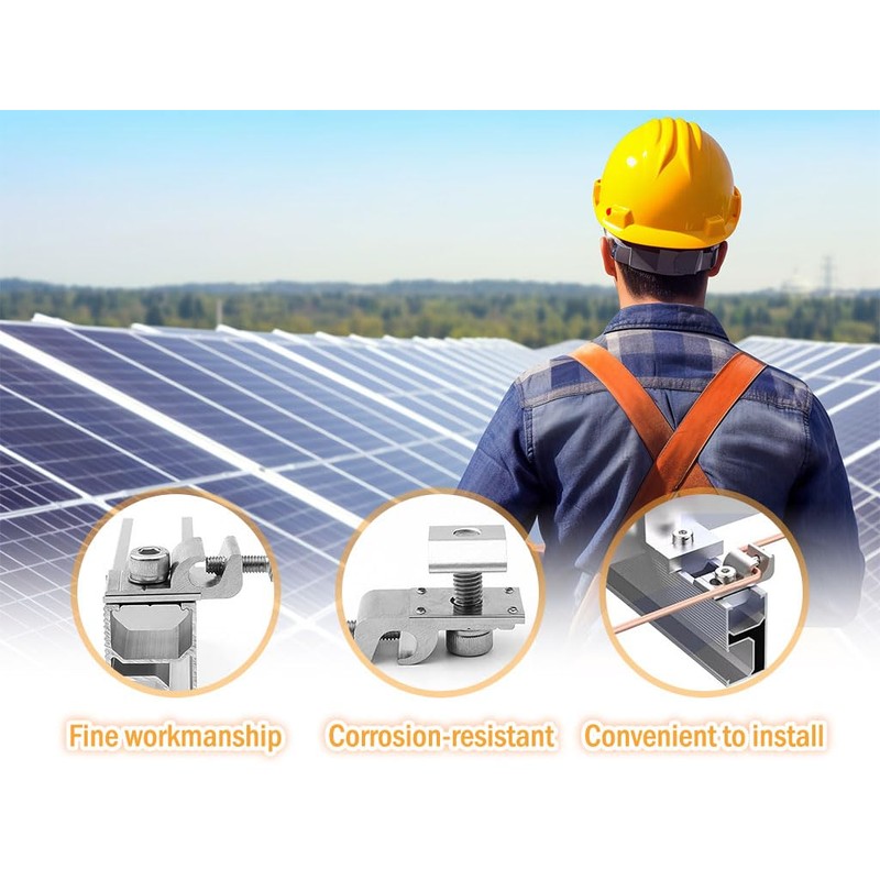 Kellegour 12Pieces Solar Panel Grounding Clamp,Mounting Solar Module,Solar Panel Grounding