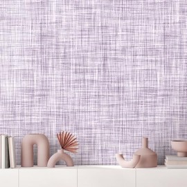 Purple Grasscloth Wallpaper Peel and Stick Wallpaper Texture Contact Paper 17.3"x120" Vintage Removable Waterproof Wall Paper for Room Walls Cabinets Furniture Drawers Desk